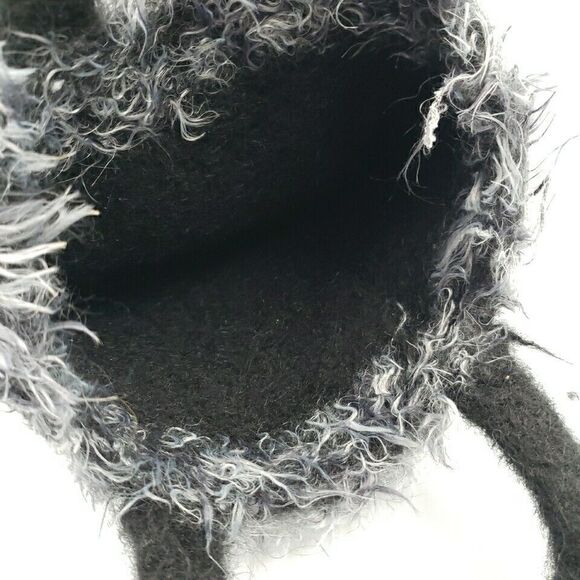 Handcrafted Small Tote Black and Gray Purse Hand Bag Wool Felt Artisanal 10" - Picture 9 of 11